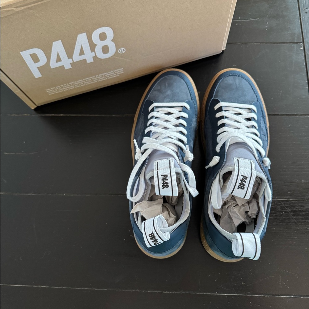 P448 Men's Navy and White Sneakers
